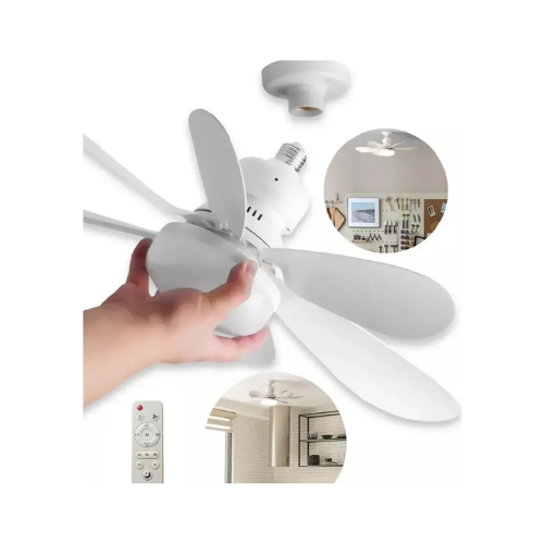 Ventilador Mini de Teto 6 P&aacute;s 60w Pl&aacute;stico Branco - Cód. 521