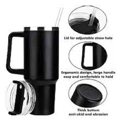 Copo Térmico Inox Caneca Grande Canudo 1200ml - Preto