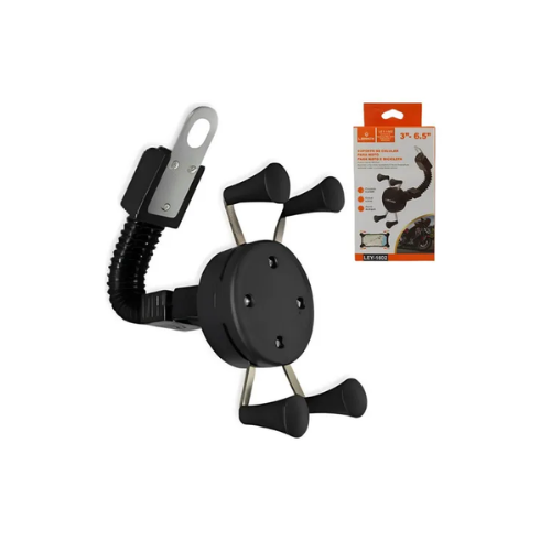 Suporte Celular Para Moto Bicicleta Retrovisor Ferro Universal Garra Cor Preto - Cód. 545