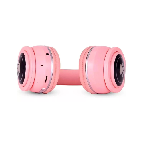 FONE ORELHAS GATO SEM FIO COM LED BLUETOOTH MÚSICA INFANTIL ROSA GATINHO HEADPHONE 109160002 GAMER - Cód. 117