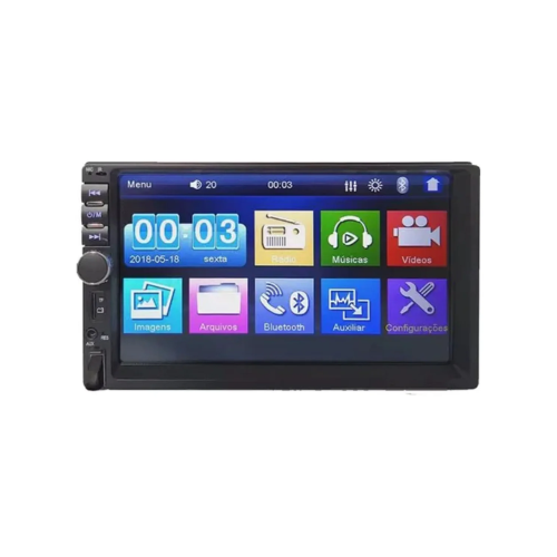 Central Multimídia Automotiva 1 Din 7 Inch MP5 Bluetooth Com Tela Sensível Ao Toque USB/AUX/TF Mirror Link