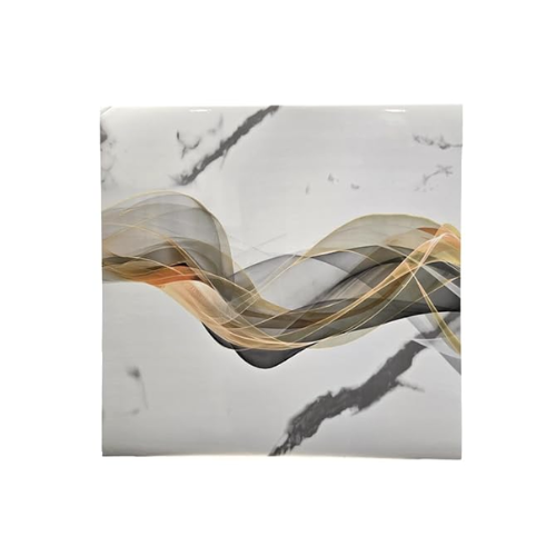 Kit 10 Placas Adesivas Parede Mármore abstrato branco com cinza e laranja 60x60 COD QZ72