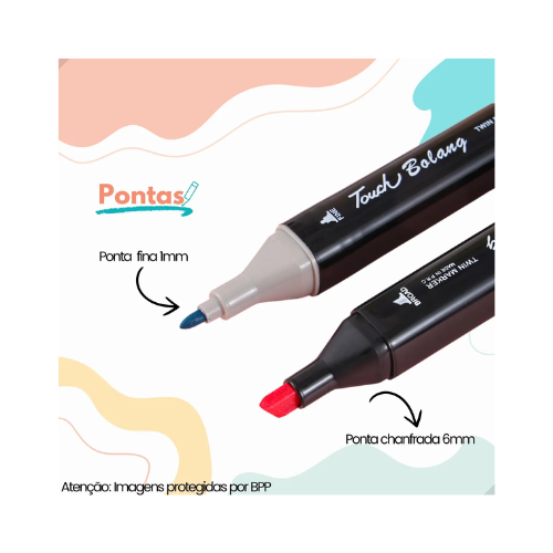 Canetas Touch 24 Cores Pontas Duplas Para Pintura Bob Good - Cód. 527