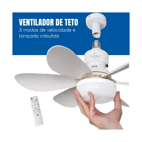 Ventilador Mini de Teto 6 Pás 60w Plástico Branco