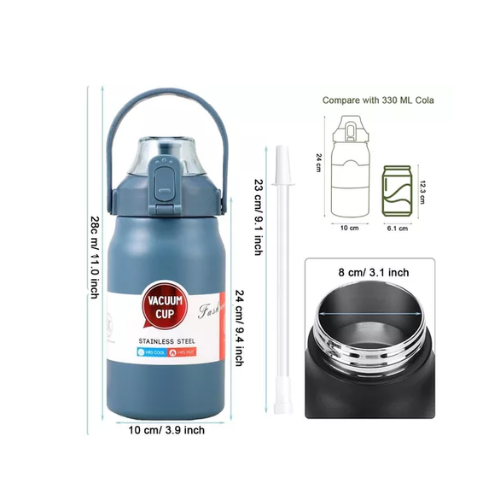 GARRAFA TÉRMICA DE ÁGUA TÉRMICA AÇO INOX BEBIDA QUENTE GELADA 1 LITRO 109160015 - Cód. 24