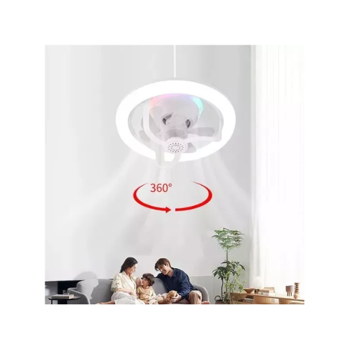 Lampada Ventilador De Teto 50w Com Luz Rgb E27 Rotação 360º