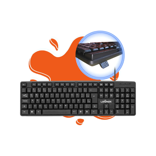 Teclado Preto Com Fio Usb Ergonomigo Para Computador Notebook Escola Trabalho