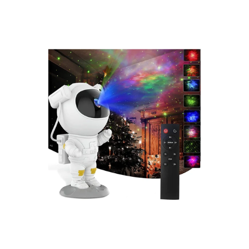 Luminária Projetor Astronauta Som Robô Branco 127/220v