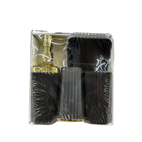 Kit Banheiro Lavabo 4 Peças Luxo em Acrílico – Preto - Cód. 442