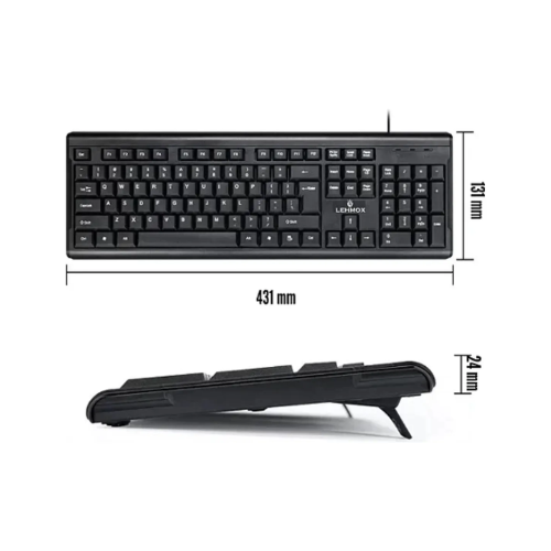 Teclado Preto Com Fio Usb Ergonomigo Para Computador Notebook Escola Trabalho - Cód. 526