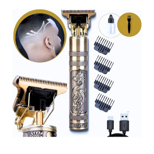 Aparador de Cabelo Profissional L&acirc;mina Ajust&aacute;vel Bateria USB-C Prateado - Cód. 519