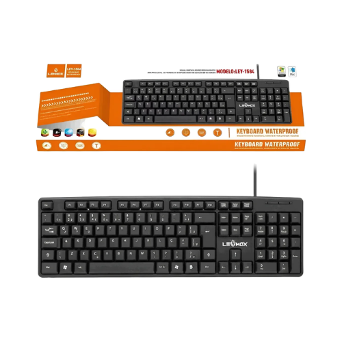 Teclado Preto Com Fio Usb Ergonomigo Para Computador Notebook Escola Trabalho