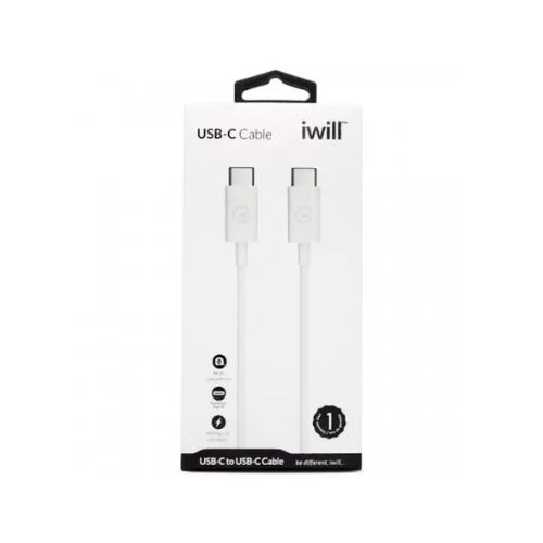 Cabo de Energia e Dados USB Type-C para USB Type-C 1M - Iwill - Branco 100000022