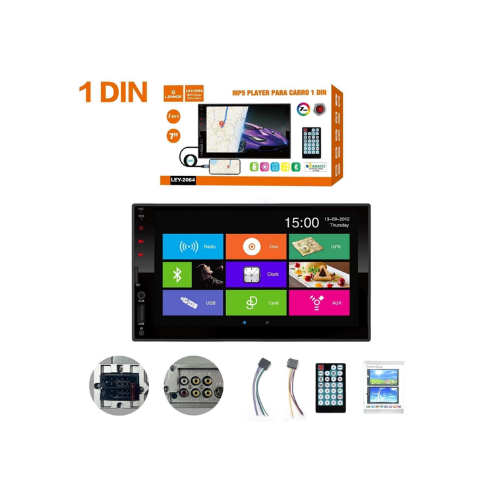 Central Multimídia Automotiva 1 Din 7 Inch MP5 Bluetooth Com Tela Sensível Ao Toque USB/AUX/TF Mirror Link