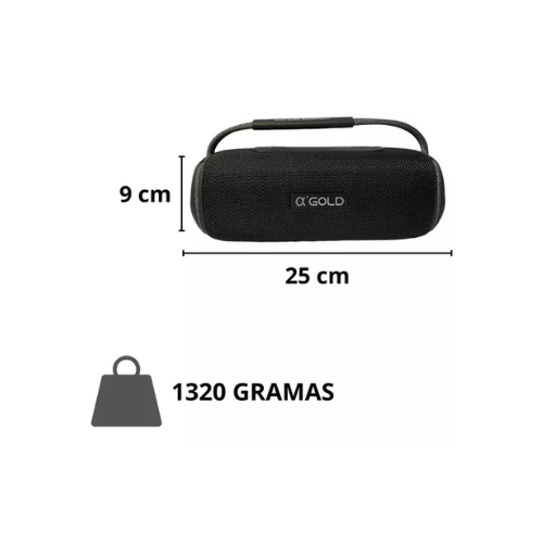 Caixa De Som Bluetooth Alfa Gold 60w Com Proteção Ipx6 Cor Preto 110V/220V 100000043